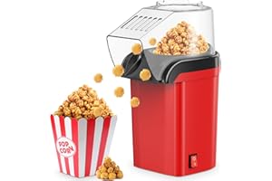 QEANY 1200w Popcornmaschine,Heißluft Popcorn Maker,Heißluft Popcorn Maker ohne Öl Fett,3 Minuten schnelles,One-Touch-Bedienung,für Zuhause Filme und Weihnachten Partys