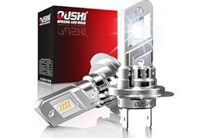 OUSHI H7 LED Headlight Bulbs, Upgraded 600% Super Brighter 6500K Xenon White 1:1 Mini Size H7 LED Bulbs with Fan, 16000LM Plug and Play Halogen Replacement H7 Bulb, Pack of 2