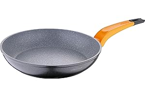 San Ignacio Lava - Sartén de 28cm - Fabricado en Aluminio Forjado - Revestimiento Interior Y Exterior Mármol Gris De Whitford - Mango Soft Touch - Protector De Llama Con Pintura - Inducción Total