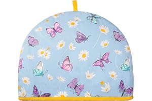 SIXSIGMA SPORTS Tea Cosy - Calentador para tetera (tamaño mediano, grande, 6 tazas, aislado, 35 x 27 x 3 cm, grande, regalo divertido, cumpleaños, Navidad, cocina, hogar, regalo de mariposa