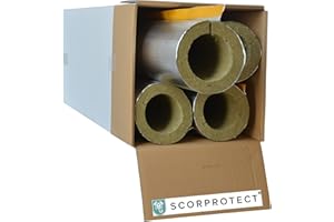 Scorprotect® voller Karton Alukaschierte Rohrschale Rohrisolierung Steinwolle mit 0.040 Wärmeleitfähigkeit (Steinwolle, 114 x 30 mm x 1 Meter)