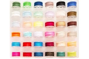 DRIFLO Sewing Machine Bobbin Threads with Storage Case Box 36pcs Assorted Colors Sewing Bobbins for Clothing Quilt Handmade DIY and Brother/Singer/Babylock/Janome/Elna Embroidery Machine (36pcs)