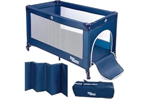 PROMEDIX P PR-803 G Cuna de Viaje con Ruedas, Funda Protectora, 125x65x74cm (Azul)