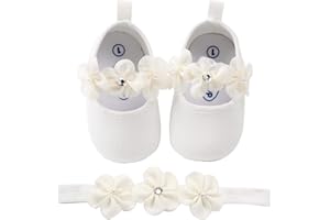 TMEOG Scarpine Prima Infanzia, Scarpe Primi Passi Bimba, Scarpe Neonato con Suole Morbide e Bowknot Bimba Neonata + 1PC Hairban