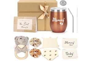 TOP-SPRING Neugeborenen Geschenkset zur Geburt - Babyhamper mit innvolle Babygeschenken für Jungen & Mädchen: Lätzchen, Rassel, Kaffeebecher to Go, Entscheidungsmünze & mehr - Geschenk zur Geburt für die Mutter