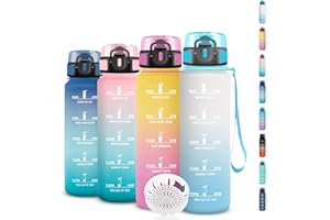 GRSTA Botella Agua, 500ml Botella Agua Niños, Cantimplora Infantil con Filtro, A Prueba de fugas, Fácil de Transportar, Cantimplora con Marca de Tiempo, para la Escuela, Oficina, Viajar, Camping, Deportes