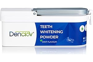Denclov Dentist Approved Teeth Whitening Powder – Cool Mint + Limonene – 6 Month Supply – Removes Coffee, Tea, Wine, Smoking Stains – Enamel-Safe, Sensitivity-Free, Vegan – 40g
