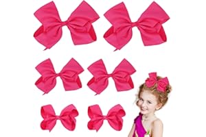 Bekecidi 6 Stück Schleifen-Haarspangen Haarschleifen aus Ripsband Bogen-Haarspangen Haarschleifen für Mädchen und Frauen, 3 Größen(Rose Rot)