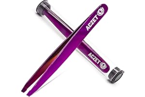 ACZET Eyebrow Tweezers Professional Titanium Precision Tweezers for Eyebrows Plucking, Ingrown Hair Remover (Purple)