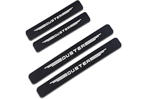 LNHJZ Car Door Sill Protector for Ren-ault Dacia Duster 4PCS Car Door Sill Scuff Plate Carbon Fiber Stickers Accessories,White