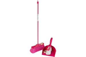 KLEIN Set di 3 Scope Classiche Barbie Scopa per Bambini, scopetta e Paletta in Stile Barbie Dimensioni 62 cm x 17 cm x 62 cm Giocattoli per Bambini dai 3 Anni in su
