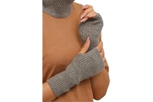 Prettystern Damskie rękawiczki z kaszmiru, prążkowane, bez palców