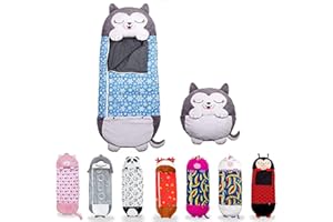 ZVD Sac de Couchage Enfant, Sac de Couchage et Oreiller de Jeu pour Enfants, Oreiller de Sac de Couchage 2 en 1, Sac De Couchage pour Animaux avec Coussin, 160 x 60 Cm