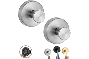 COLLENATSY Luxe Hold No-Drill Hooks, 2024 Upgraded Suction Cup Hooks, Stainless Steel Waterproof Suction Cup Hooks for Shower, Bathroom, Hanging Towels, Mounting on Glass Shower Doors, Tile (2 PCS silver)