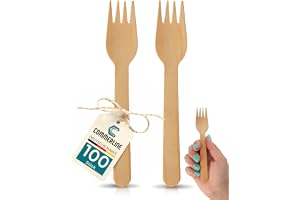 Commerline Engångs Trägafflar 100 Stycken | Plastfri Miljövänlig Engångsbestick