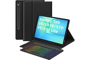 Bettdow for Samsung Galaxy Tab S10 Lite/ S10 FE 10.9" 2025 Keyboard Case, UK Layout Detachable Wireless Backlit Keyboard with Case for Galaxy Tab S10 FE/Tab S9 FE 10.9 Inch/Tab S9 11 Inch, Black