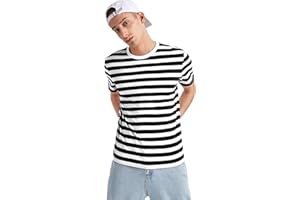 Golomak® Men Women's Striped T-Shirt - Unisex Crew Neck Short Sleeve Stripes T-Shirt Casual Summer Top Plus Size S-XXL