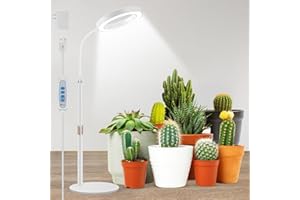 Aumtrly Grow Lights for Indoor Plants, Full Spectrum Table Plant Light for Growing Small Plant, 80 LED Halo Grow Lamp with Base, 6/12/16H Timer, 3 Modes, Height Adjustable 16.5-24.5"