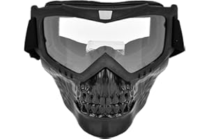 EVTSCAN Lunettes de Sports motorisés, Lunettes de Casque de Moto de crâne d'extérieur Unisexe, Masque Facial, Lunettes de Course de Moto(Transparent)