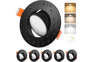 ‎YINDALUX YindaLux Einbaustrahler LED 230V Dimmbar Schwenkbar Einbauspots 5W IP44 LED Spot 68-80mm lochmass Deckenspots Warmweiß Neutralweiß Kaltweiß Einbauleuchten für Badezimmer Wohnzimmer Schwarz 6er Set