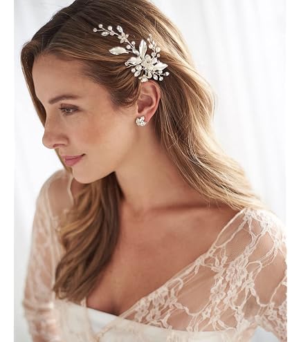 Bijoux De Cheveux Pour Mariage - Lot De 2 Barrettes Perles Et Strass - Or Et Argent - Pour Mariée Et Demoiselles D'honneur - Cadeau élégant