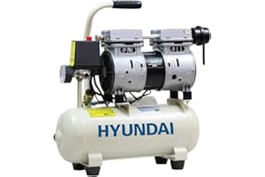 Hyundai Low Noise Electric Air Compressor - 550W, 4CFM, 100PSI, Oil Free, 8L Tank, 2 Year Warranty, Quick Release Fittings, UK 13 Amp Plug, White