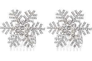 UNVOJL 2Pcs Snowflake Hair Comb Rhinestone Crystal Hair Comb Christmas Wedding Snowflake Hair Comb for Women