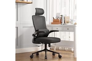 LIYURUI Sedia da scrivania ergonomica con altezza e poggiatesta regolabili, supporto lombare, rete traspirante, braccioli imbottiti, Inclinazione fino a 125°, Girevole a 360°, ufficio, nero