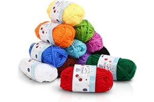 LEMESO Gomitoli di Lana 12 Colori Filato Lana per Uncinetto Lavori a Maglia Maglieria a Mano Lavori Piccoli Morbido Set di Gomitoli per Pon Pon Coperta Guanti