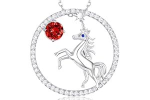 GinoMay September Birthstone Jewellery Blue Sapphire Unicorn Necklace Birthday Gifts Teen Girls Blue Topaz Ruby Necklace Sterling Silver