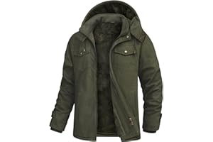 Lonya Chaqueta Hombre Tipo Bómber Invierno Militar Cazadora Jacket Chaquetas de Trabajo Forro de lana Bolsillos Múltiples Cortaviento Casual Cálida de Algodón Cortavientos con Capucha