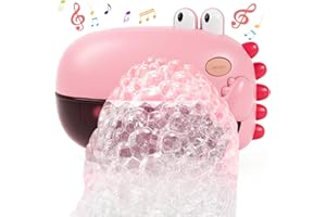 Lehoo Castle Badespielzeug Baby ab 1 Jahr, Dinosaurier Bubble Badewannenspielzeug mit Musik, Seifenblasen Maschinen für Jungen und Mädchen (Rosa)