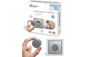 KEBYCO [16 Pcs] - NOUVEAU Cache Prise Bébé FRANÇAIS Automatique - Protège Prise Anti Poussière - Anti Éclaboussure - Protection Prise Anti Projection. (Gris)