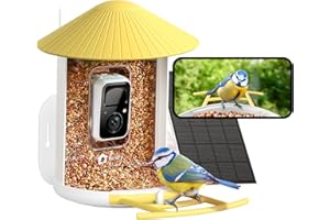 Netvue by Birdfy Mangeoire à Oiseaux avec Caméra, Observez Oiseaux sur APP Téléphone en Temps Réel, Notification Instantanée, Capture Auto d'Images/Vidéos, Mangeoire Oiseaux Camera Extérieure sans Fil