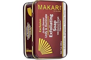 Makari Exclusive Savon Éclaircissant et Exfoliant (7 oz.) à base d’Organiclarine™ – Soins éclaircissants anti-taches, cicatrices acnéiques, vergetures et hyperpigmentation.