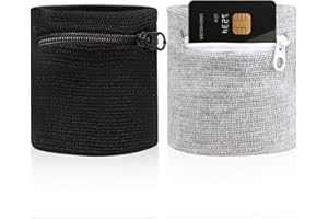 ZEYIYER Torba na nadgarstek z zamkiem błyskawicznym, 2 sztuki, opaska przeciwpotowa na nadgarstek, opaska przeciwpotowa dla kobiet i mężczyzn, elastyczna opaska przeciwpotowa