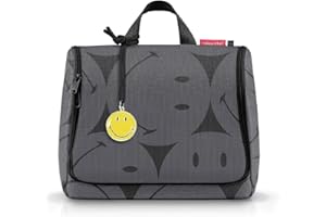 reisenthel toiletbag XL Smiley Grey - praktischer Kulturbeutel mit Haken, wasserabweisendes Material