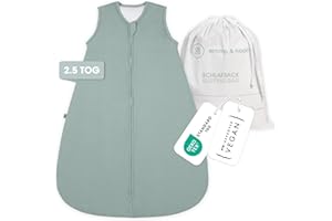 ‎EMMA & NOAH emma & noah Baby Schlafsack 2.5 TOG, Strampelsack für den Herbst und Winter in vielen Farben, Bio-Baumwolle, OEKO-TEX Zertifiziert, Schlafsack für Neugeborene (Essential Mint, 60 cm)