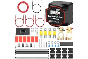 STEEIRO 3M Split Charge Relay Kit,12V 140Amp,Dual Smart Battery Isolator Kit,Manual/Auto Modes VSR-Voltage with LED Screen Waterproof,for RV Marine Car Vehicle Truck Caravan Campers Vans ATV UTV Boats