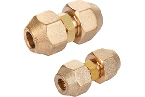 Hosifiy Brass Compression Tube Fitting - 1/4" & 3/8" Flare Male & Female Connectors (2 Packs)
