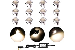 CISLAN Waterproof Plinth Deck Lights,High Brightness Buried Garden Light with Adapter Multi-Color 12 Pack IP67 Waterproof Indoor/Outdoor Decor Light for Decking Lighting …