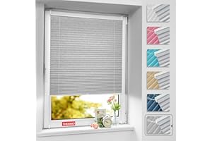BelleMax Plissee ohne Bohren verdunkelung, Thermo Plisseerollo Klemmfix, 85x200cm Hellgrau, Verdunklungsplissee 100% lichtundurchlässig für Fenster & Tür, Faltrollo Blickdicht Sichtschutz Sonnenschutz