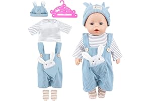 SPERMUOY Puppenkleidung für Baby Puppen, Kleidung Outfits für Baby Puppen Kleidung mit Hut puppenkleidung 36 cm-43cm,Puppenkleider Set Puppenzubehör-(Keine Puppe)