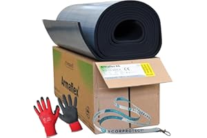 Armaflex Armacell original XG Kautschuk Platten selbstklebend + rote Handschuhe (schwarz, Isolierstärke 13 mm, 1000 x 8000 mm)