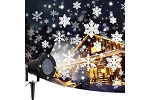 SURPZON Xmas Projector Snowflake Outdoor Christmas Projector Lights LED Moving Snow Shower Waterproof Spotlight Landscape for Outside and Indoor Garden Lawn House Party Decor Holiday Decoration (WHITE)