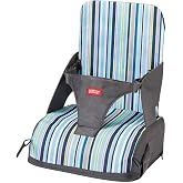 Nuby Foldable Baby Chair Booster with Pocket, 6 Months, Stripe | Foldable, waterproof and easy to clean, with pocket and 3-po
