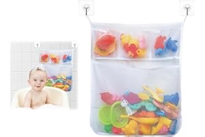 XoeLLe Organizzatore Giocattoli Bagno con 2 Ganci Adesivi, Organizer per Giocattoli da Bagno Portagiochi da Bagno Rete Giocattolo per Vasca Sacca a Rete Portaoggetti Appendere Giochi
