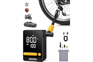 AstroAI bärbar luftkompressor, 150 PSI sladdlös bildäckspump | 2 gånger snabbare, Exakt LCD-skärm, LED-lampa, Mini elektrisk