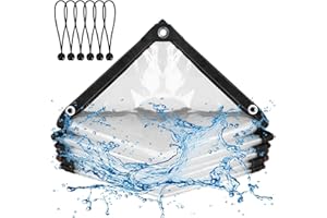 YUAENFI Abdeckplane mit Ösen Transparent 2x1m Plane Wasserdicht Abdeckplane mit Elastische Kugeln Gewebeplane Regenschutz Windschutz für Outdoor Camping Balkon Garten Gewächshaus