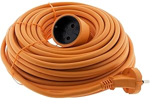 Zenitech - Alargador de Corriente 16A HO5VV-F 2x1,5mm² 3680W / 230V - Ideal para Cortacéspedes y Barbacoas - Resistente a Condiciones Exteriores - Conforme a Normas NF y CE - Naranja - Longitud 20m